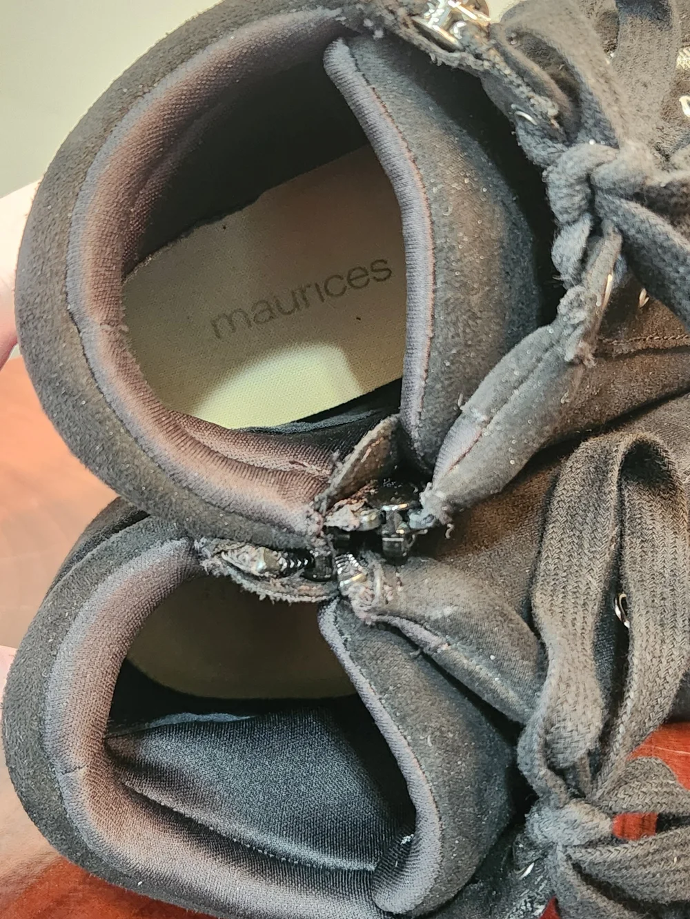 Maurices SuperCush Laney Black Lace Up Sneaker Wedge Size 7.5M